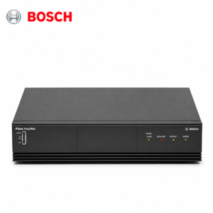 Bosch LBB1930/20 PLENA power amplifier with a compact black rack-mount design for public address systems and commercial audio installations in Oman.