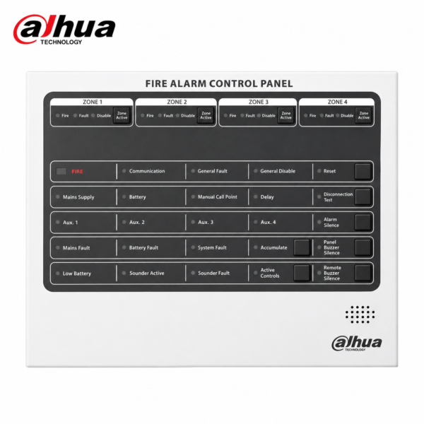 Dahua conventional fire alarm control panel with control buttons and status indicators for reliable fire detection and alarm systems in Oman.
