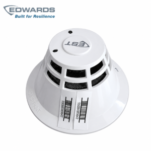 Edwards SIGA-HRS intelligent heat detector with white round housing and ventilation slots for fire detection and alarm systems in Oman.