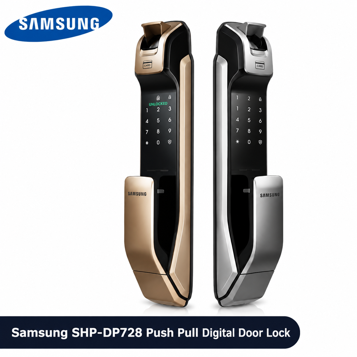 Samsung SHP-DP728 push-pull digital door lock with smart keyless access control in Oman