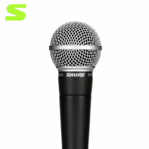 Shure SM58 cardioid dynamic vocal microphone with metal grille and wired design in Oman